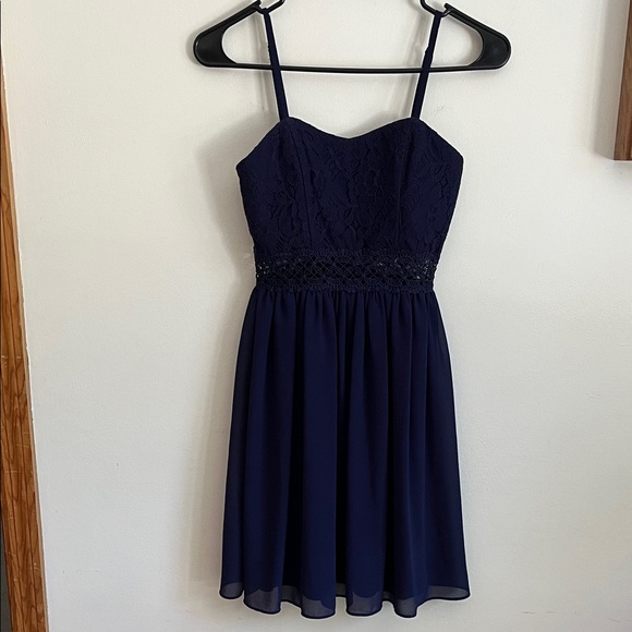 BCX Elegant Navy Blue Lace Dress - Picture 1 of 5
